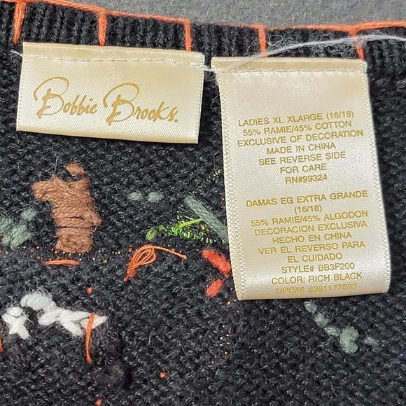 VTG EUC Bobbie Brooks Halloween Pumpkin Sweater Vest Womens XL Jack O Lantern - Picture 2 of 6